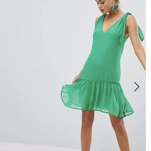 ASOS Silver Bloom Tie Shoulder Swing Dress